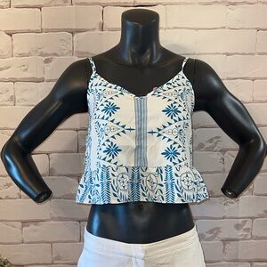 Blue and White Women's Top